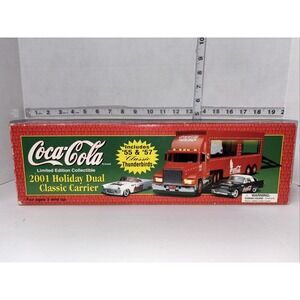 Coca Cola 2001 Holiday Dual Classic 55 & 57 T-Bird Carrier 15" long, New In Box